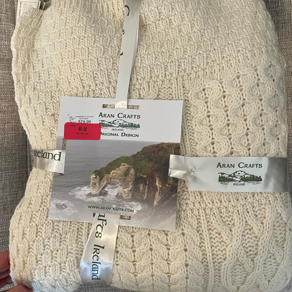 Wool - Aran Crafts Cream Throw